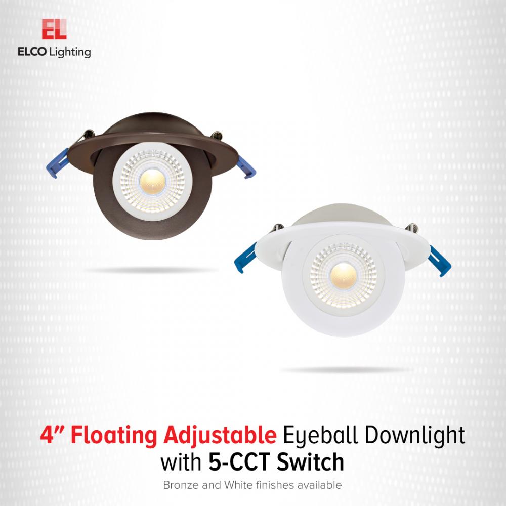 4" Floating Adjustable Eyeball Downlight with 5-CCT Switch