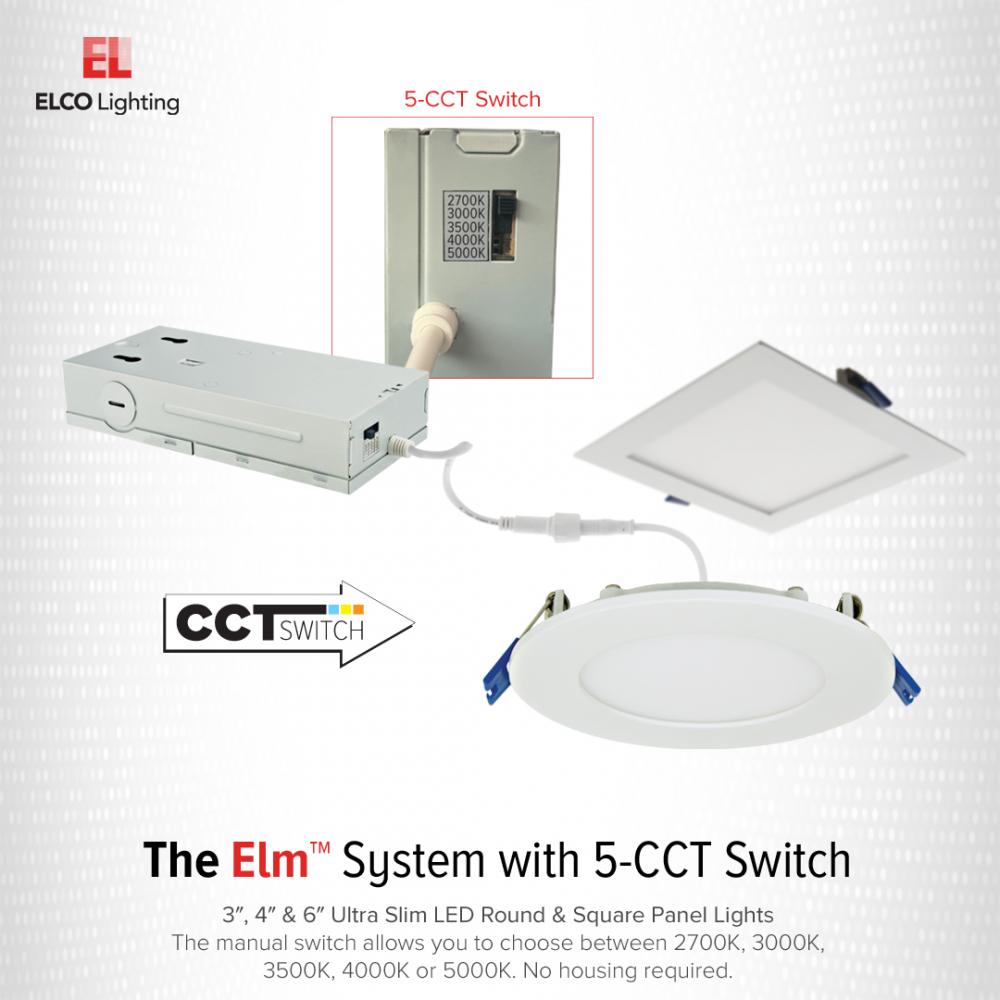 6" Ultra Slim LED Square Panel Light with 5-CCT Switch